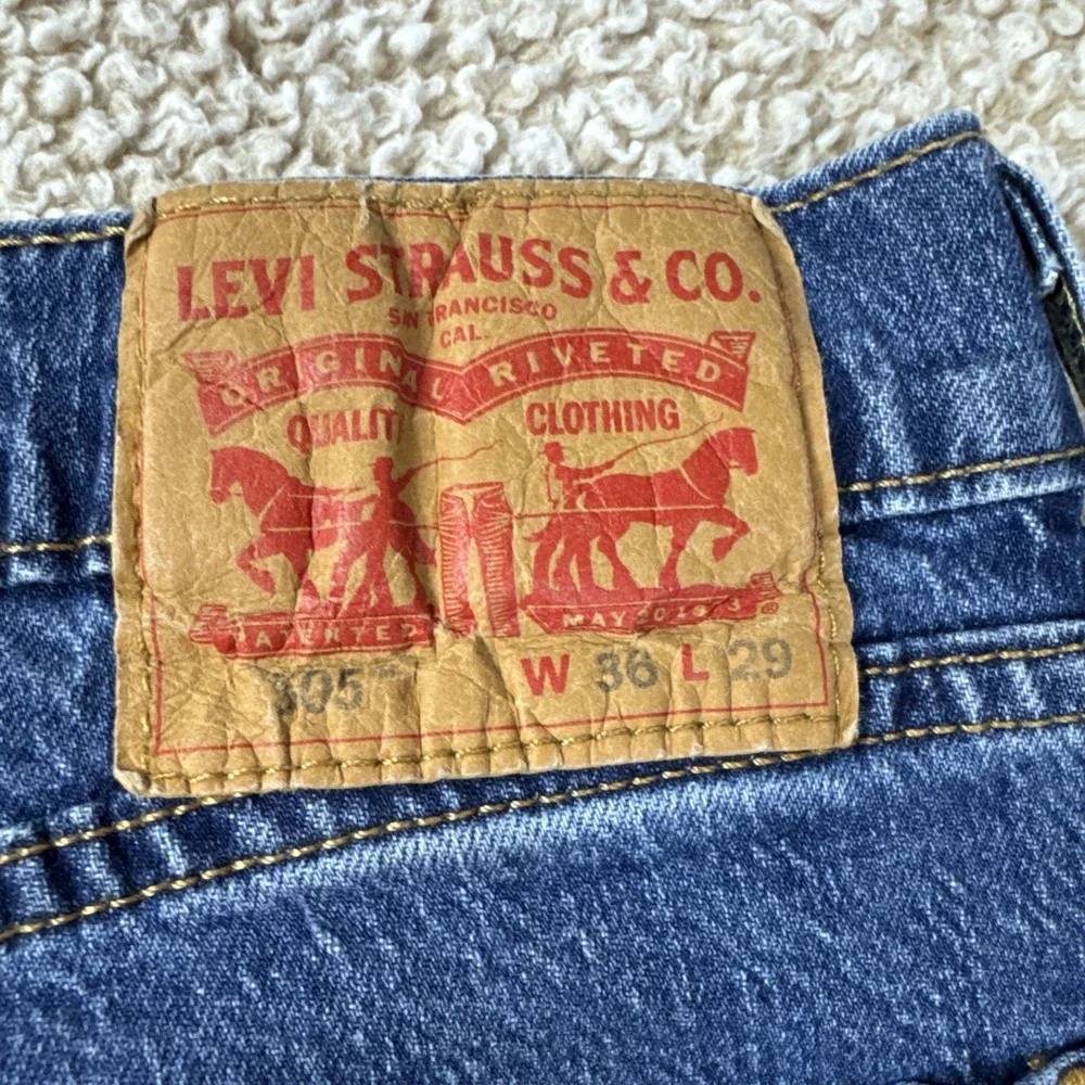 Levi's 505 Jeans Mens 36x29 Blue Regular Fit Straight Leg Medium Wash Stretch